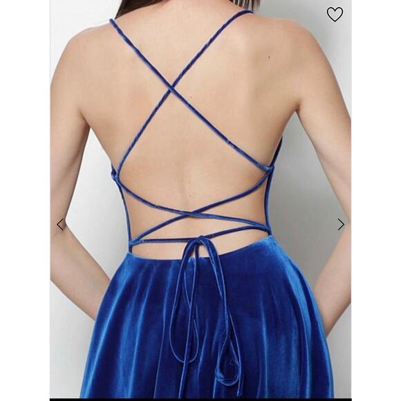 NWT Sz.2 JOVANI Open Back ROYAL BLUE VELVET Fit & Flare Cocktail Party DRESS - Picture 9 of 12
